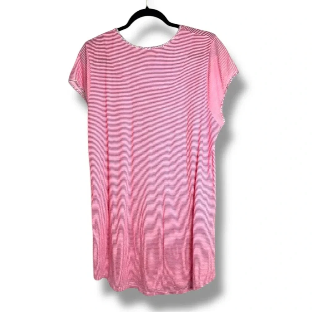 Ralph Lauren Striped Jersey Sleep Shirt Pink White Size Large